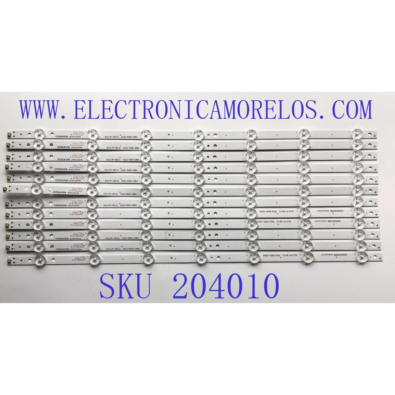 KIT DE LEDS PARA TV ELEMENT (12 PZ) / NUMERO DE PARTE 3P50UK007-A0 / B704123166 / 0350UK006 / 910-500-1064 / PANEL T500-0UK-DLED / MODELO EL4KAMZ5017